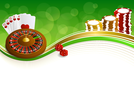 Background abstract green gold casino roulette cards chips craps illustration vectorのイラスト素材
