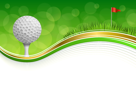 Background abstract golf sport green grass red flag white ball frame goldのイラスト素材