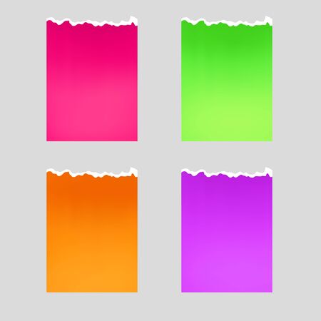 Color paper ragged sheet pink green violet orange isolated illustration vectorのイラスト素材