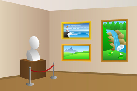 Museum beige room interior illustrationのイラスト素材