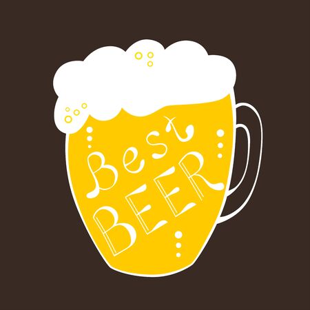 Pint mug best beer text yellow illustration vectorのイラスト素材
