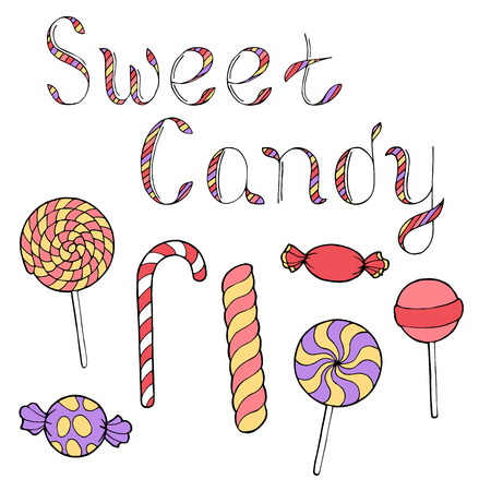 Candy graphic art color isolated set illustration vectorのイラスト素材