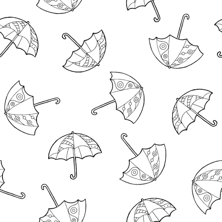 Umbrella graphic black white seamless pattern illustration vectorのイラスト素材