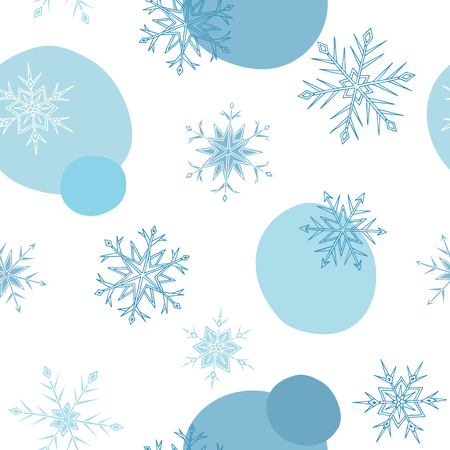 Snowflakes graphic art blue white seamless pattern illustration vectorのイラスト素材