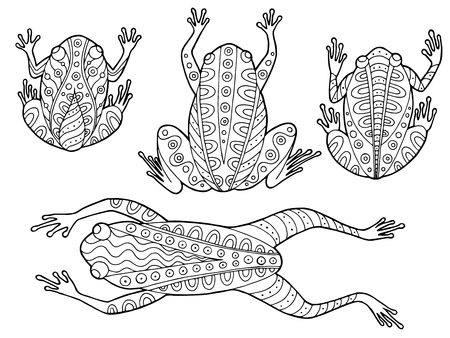 Pattern frog abstract graphic doodle black white illustration vectorのイラスト素材
