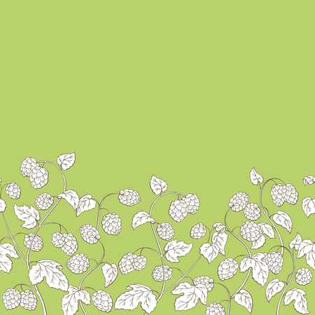 Hops plant graphic green color seamless background sketch illustration vectorのイラスト素材