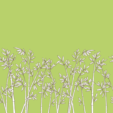 Bamboo plant graphic green color seamless background sketch illustration vectorのイラスト素材