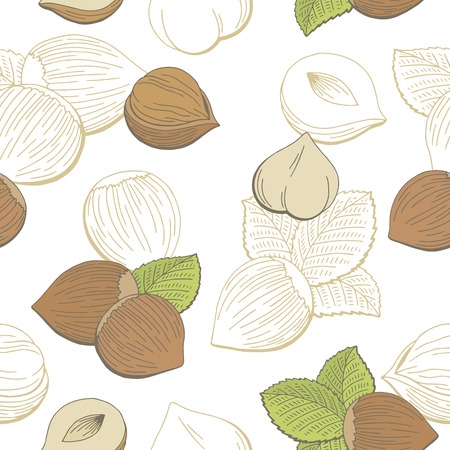 Hazelnut graphic color seamless pattern sketch illustration vectorのイラスト素材