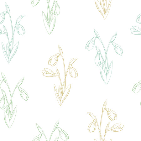 Snowdrop flower graphic color seamless pattern sketch illustration vectorのイラスト素材