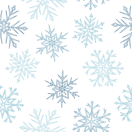 Snowflakes graphic blue white color pattern design illustration.のイラスト素材