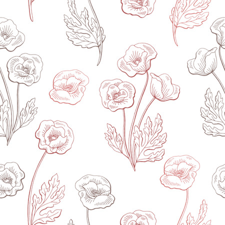 Poppy flower graphic color seamless pattern sketch illustration vectorのイラスト素材