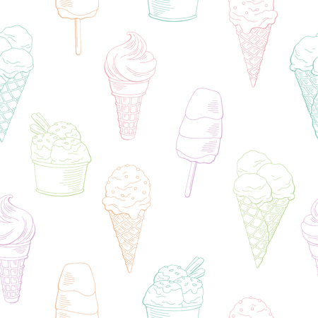 Ice cream graphic color sweet food seamless pattern background sketch illustration vectorのイラスト素材