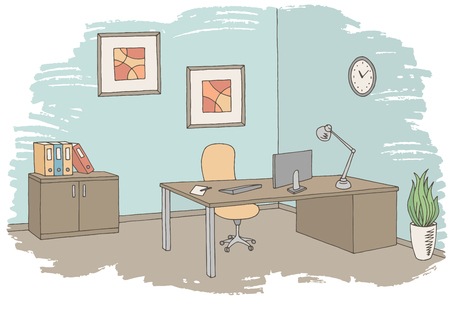 Office graphic color interior sketch illustration vectorのイラスト素材