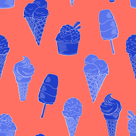 Ice cream graphic color sweet food seamless pattern background sketch illustration vector