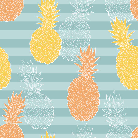 Pineapple fruit graphic color seamless pattern background sketch illustration vectorのイラスト素材