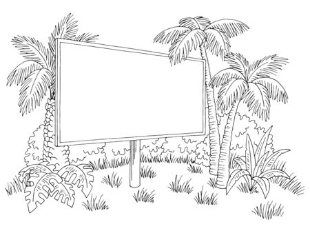 Billboard graphic black white landscape sketch illustration vectorのイラスト素材