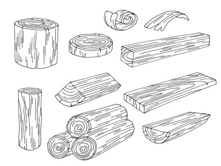 Log set graphic black white isolated sketch illustration vectorのイラスト素材