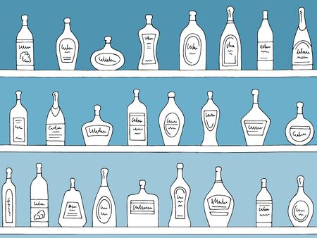 Shelves graphic color seamless pattern background sketch illustration vectorのイラスト素材