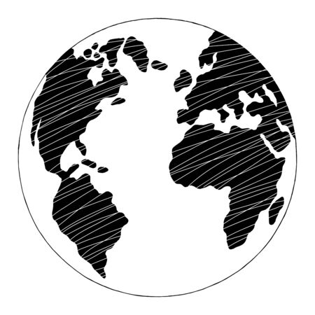 Globe earth graphic black white isolated sketch illustration vectorのイラスト素材