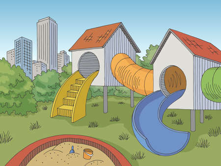 Playground graphic color landscape sketch illustration vectorのイラスト素材