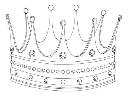 Crown graphic black white isolated sketch illustration vectorのイラスト素材