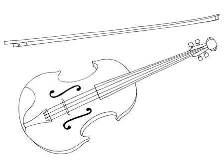 Violin music instrument graphic black white isolated sketch illustration vectorのイラスト素材
