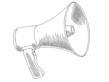 Megaphone graphic black white isolated sketch illustration vectorのイラスト素材