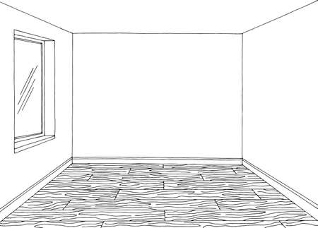 Room graphic black white home interior sketch illustration vectorのイラスト素材