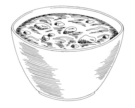 Soup graphic black white food sketch isolated illustration vectorのイラスト素材