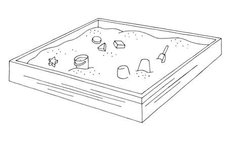 Sandbox graphic black white isolated sketch illustration vectorのイラスト素材