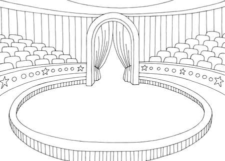 Circus interior graphic black white interior sketch illustration vectorのイラスト素材