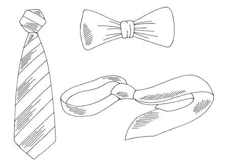 Tie set graphic black white isolated sketch illustration vectorのイラスト素材