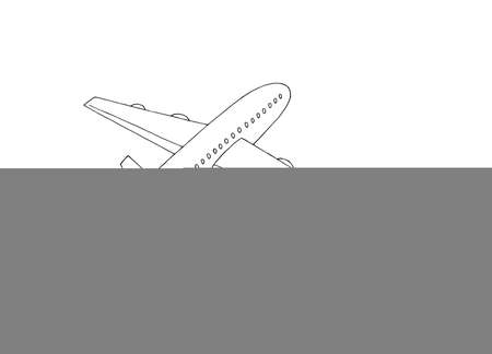 Plane takes off above the clouds graphic black white sketch illustration vectorのイラスト素材