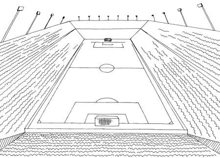 Soccer stadium football sport graphic black white sketch illustration vectorのイラスト素材