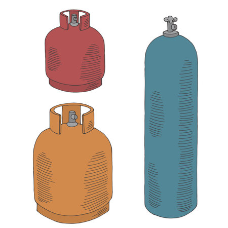 Gas bottle set graphic color sketch isolated illustration vectorのイラスト素材