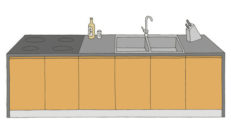 Kitchen island graphic color home interior sketch isolated illustration vectorのイラスト素材