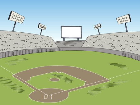 Baseball stadium sport graphic color sketch illustration vectorのイラスト素材