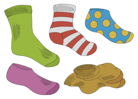 Socks set graphic color isolated sketch illustration vectorのイラスト素材