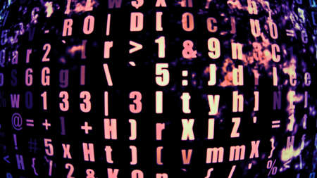 Data Tech 0305 - Grungy digital screen readout with abstract data and numbers 