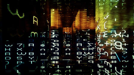 Digital Data Chaos 0326 - Chaotic digital data abstraction with numbers and letters の写真素材