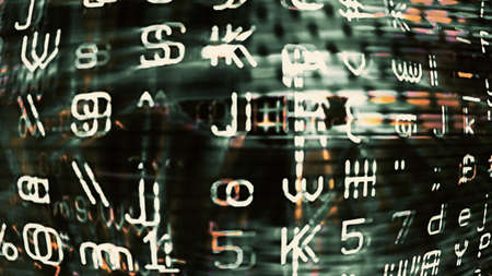 Cyber Grunge 0338 - Grungy digital screen readout with abstract data and numbers の写真素材