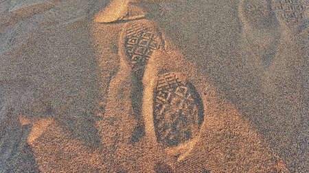 A Converse All Star shoe print in the sand.