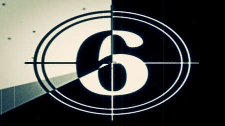 Film leader countdown frame showing the number six.