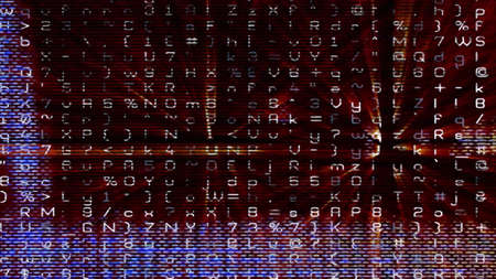 Futuristic digital technological display 10691 with numbers, letters and light effects.の写真素材