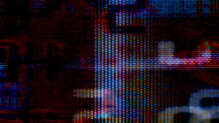 Futuristic, video screen display pixels creating an abstract pattern. From a series of abstract...
