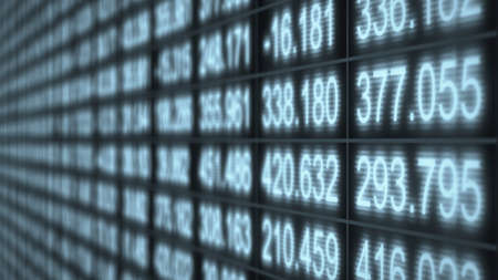 Futuristic digital technology data ticker screen display. High resolution illustration 11121 from a...