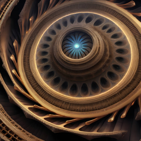 A digital illustration of a colorful swirly fractal pattern.の素材