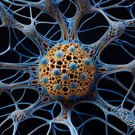 This digital illustration presents an intriguing close-up view of a singular cell, seemingly magnified to highlight its intricate details. The image seems to explore the fascinating world of macro photography, capturing the cells structure in stunning detail. Despite its scientific nature, the image possesses an aesthetic quality, turning a simple cell into a masterpiece of natures design. Overall, the image serves as an excellent example of the beauty and complexity found in the smallest units of life.の素材