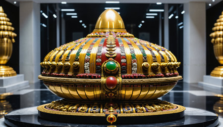 Ornate Golden Lingam in Templeの素材