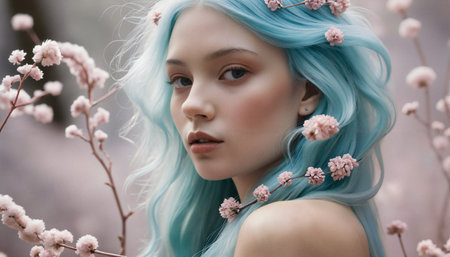 Whimsical Beauty Among Pink Blossomsの素材